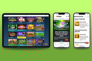 image of new hampshire lottery app and website on mobile devices
