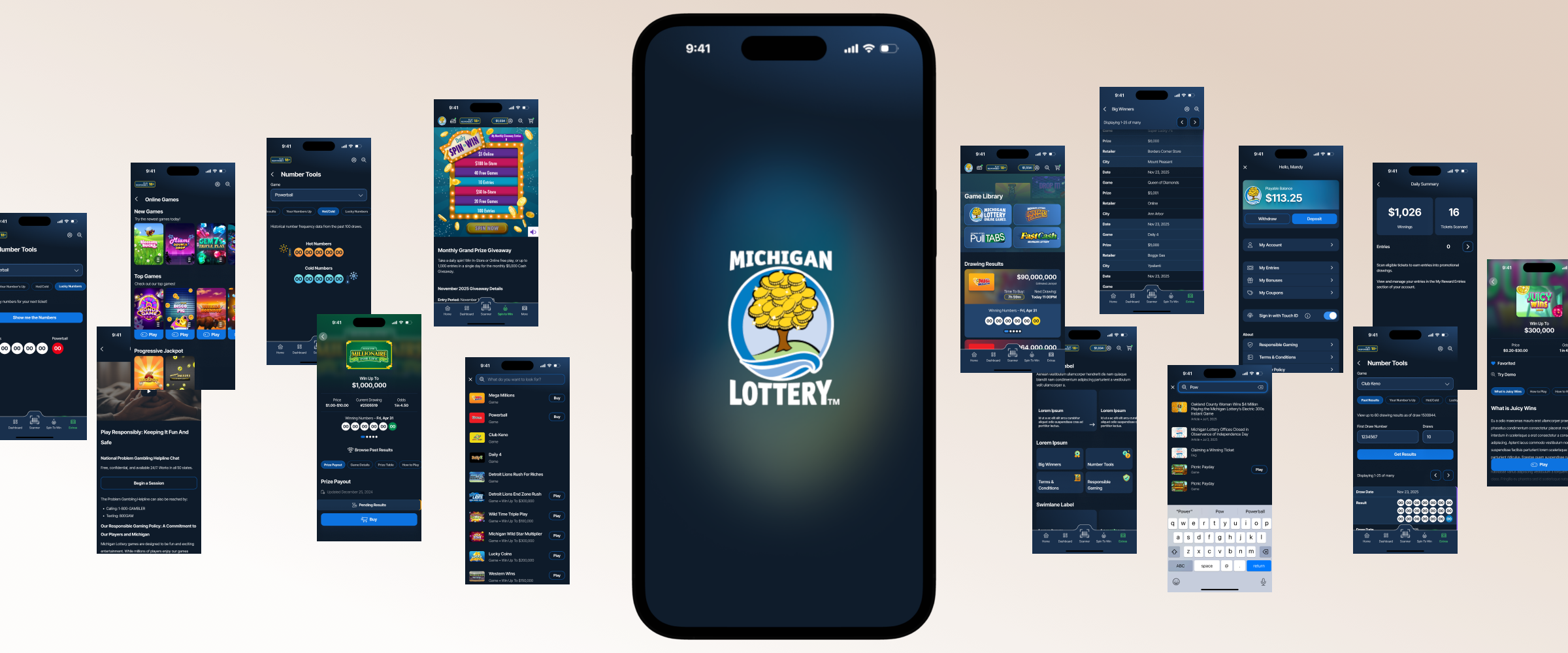 Michigan Lottery mobile app powered by Gambyt Portal Plugins with integrated digital features.